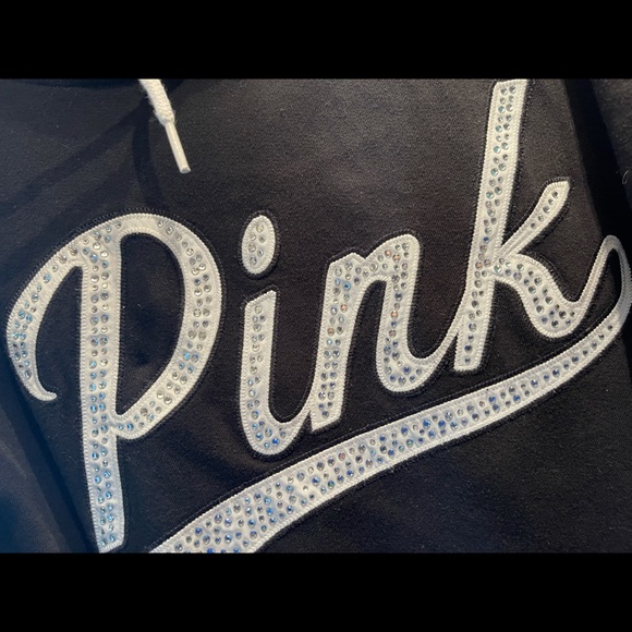 VS PINK hoodie, size medium, colour black with grey/white/bling accents. - Picture 3 of 4
